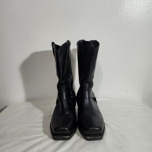 Cody James Black Leather Harness Engineer Boots Squarevtoe Size 9EE